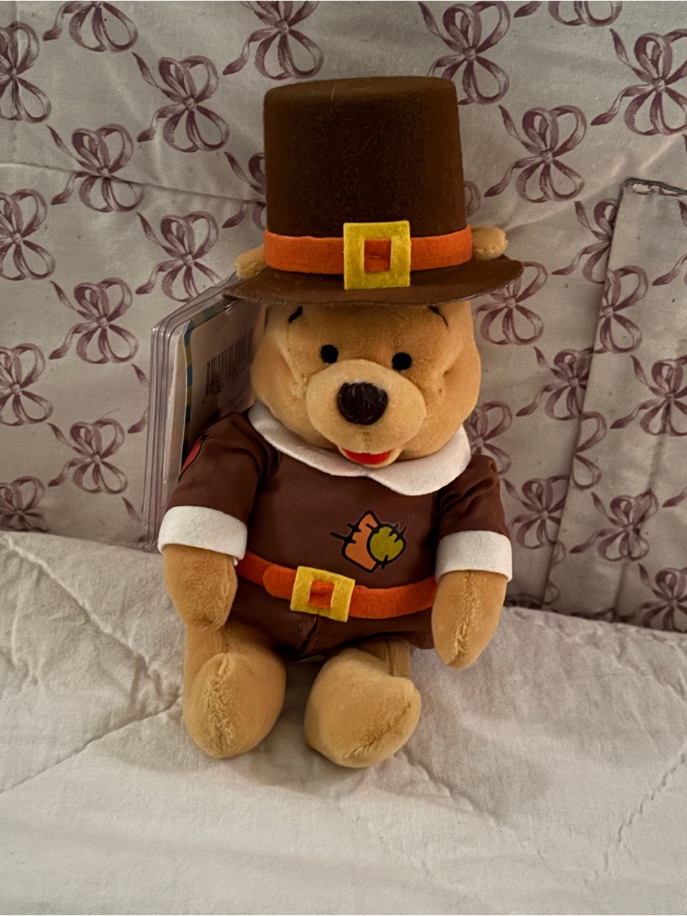 Disney Plush Winnie the Pooh Pilgrim in Brown and Orange